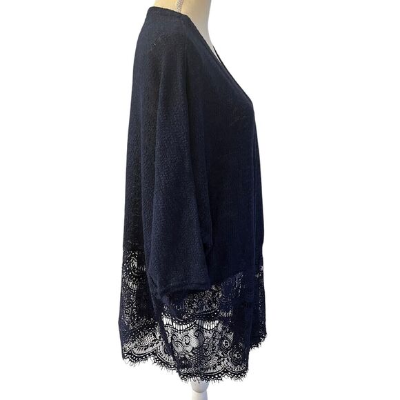 Maurices Women's Open Front Cardigan Lace Trim Navy Cover Up Size 2 - Picture 9 of 11